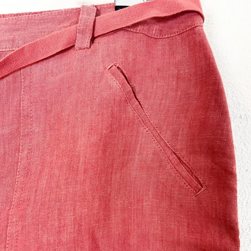 Linden Hill 100% linen pants Size 12 cropped Melon‎ orange euro summer coastal